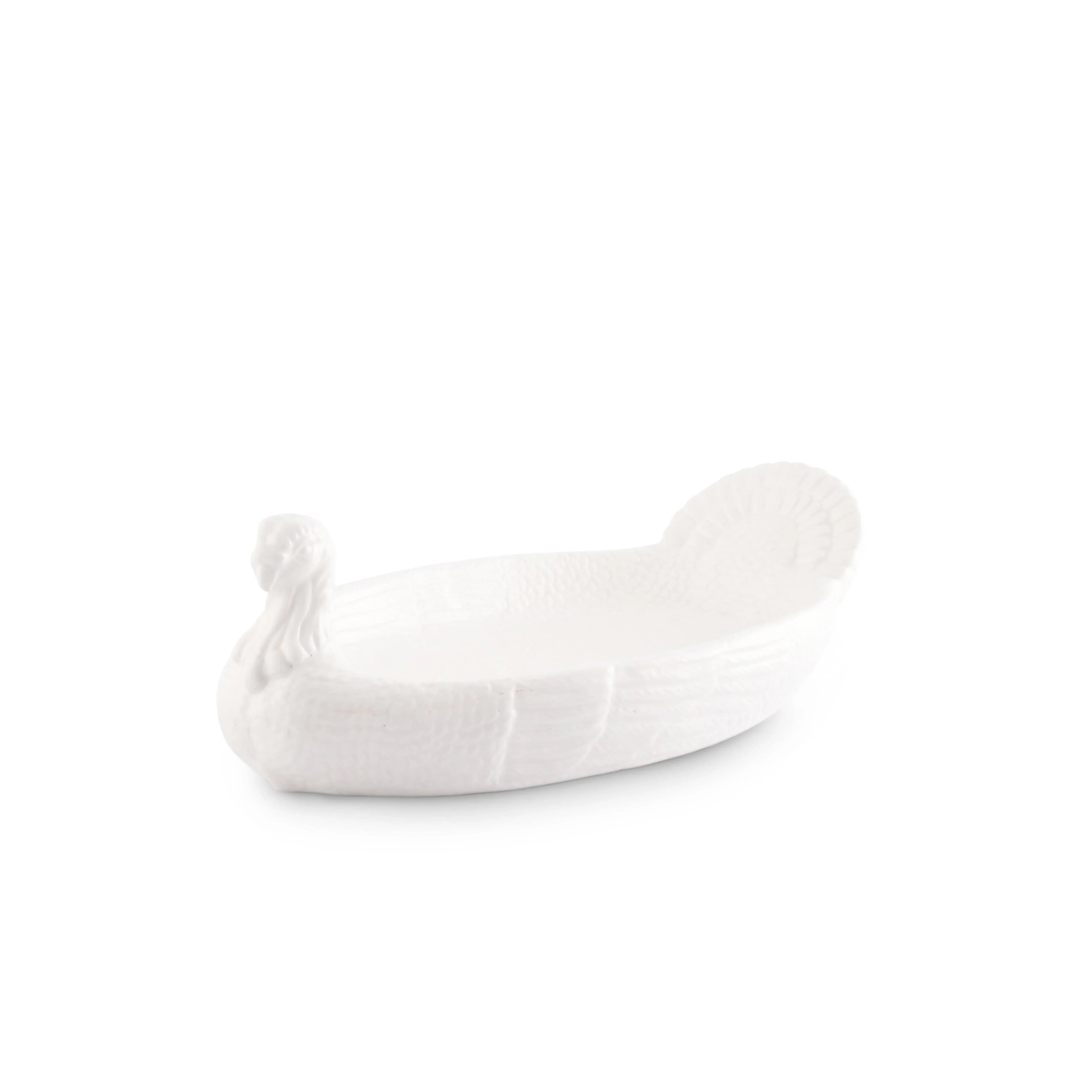 sculpted turkey shaped white serving dish - Your Western Decor