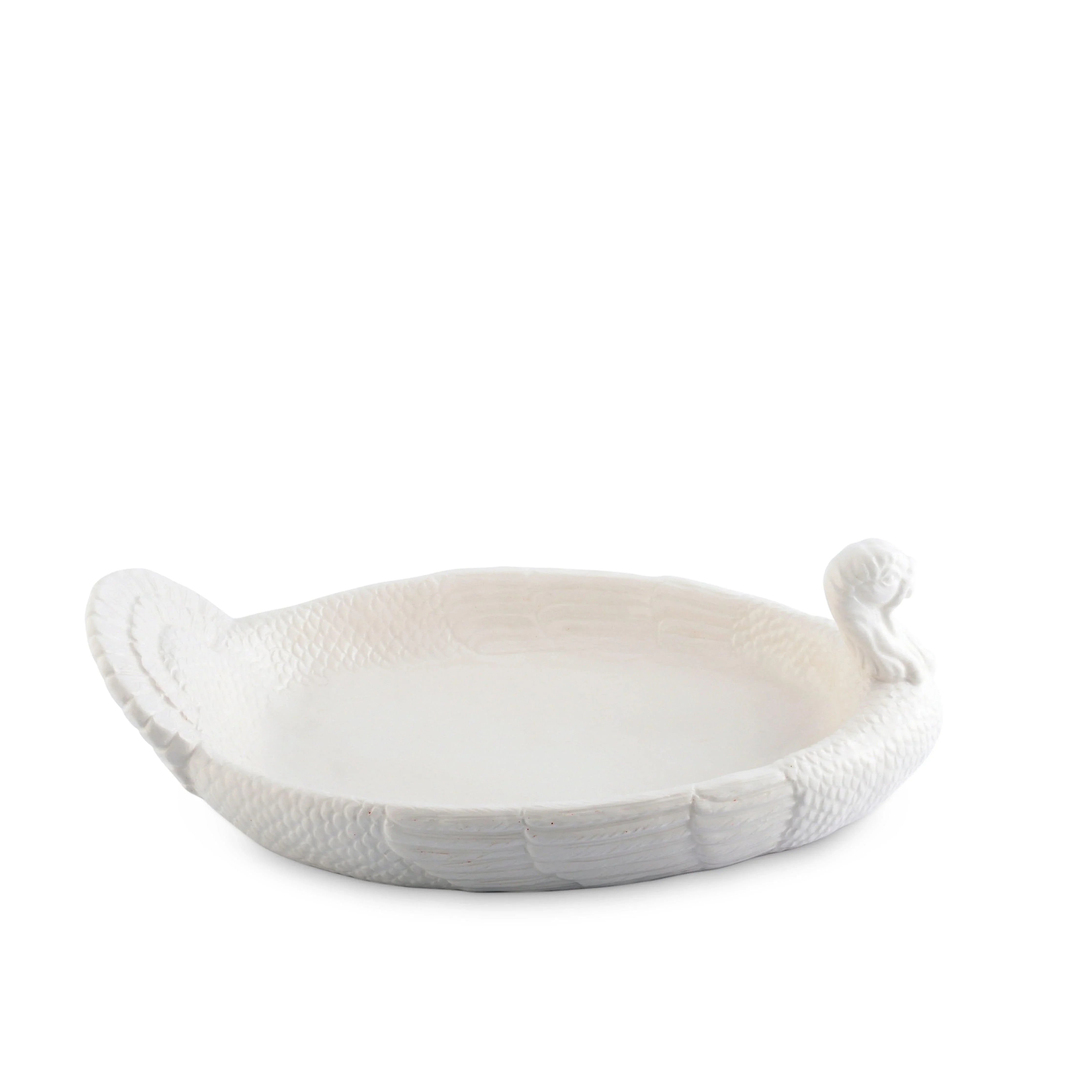 Turkey sculpted stoneware tray in white - Your Western Decor