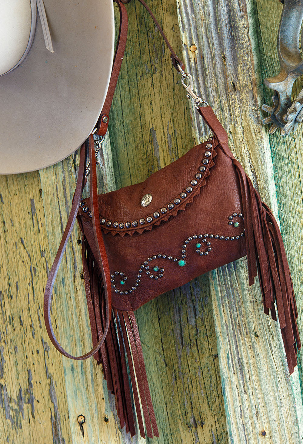 Studded Leather & Fringe Purse handmade in the USA - Your Western Decor