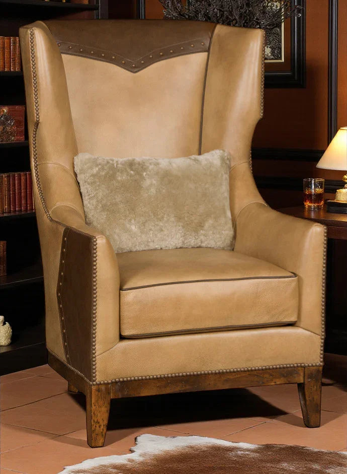 American made Sydnee Western Leather Wingback Chair - Your Western Decor
