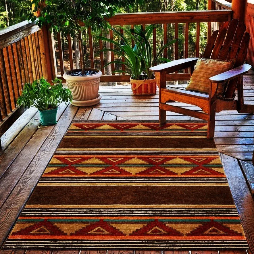 Taos Pendleton Rug on outside porch - Your Wsetern Decor