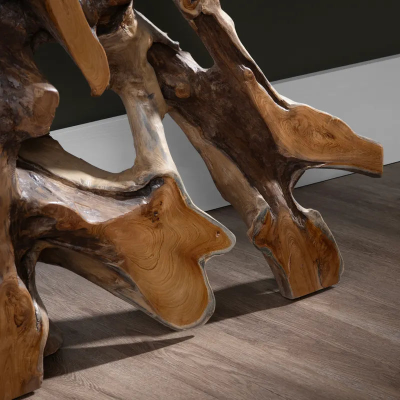 Teak wood table leg detail