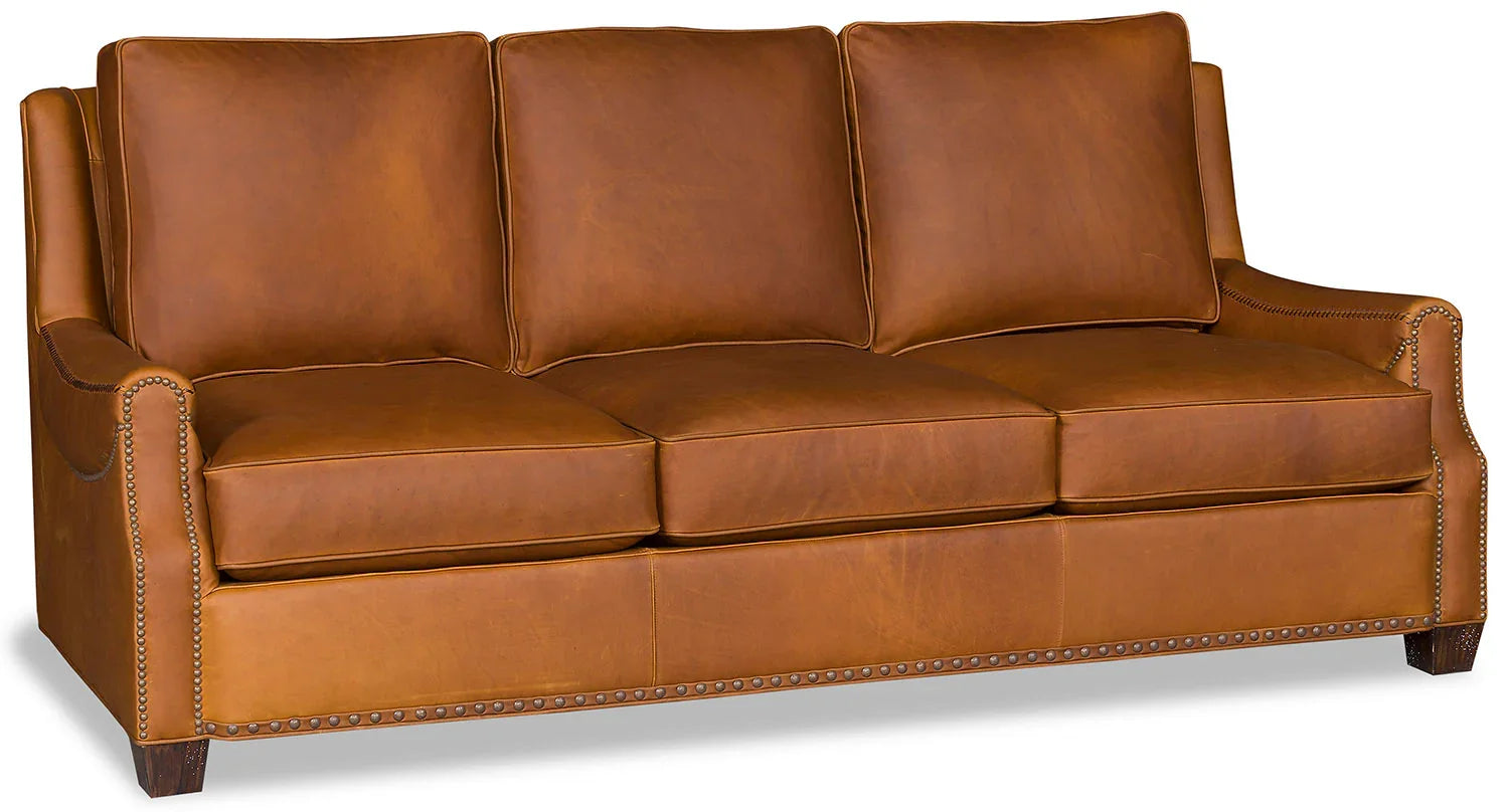 Lakota leather sofa in terra cotta color - Your Western Decor