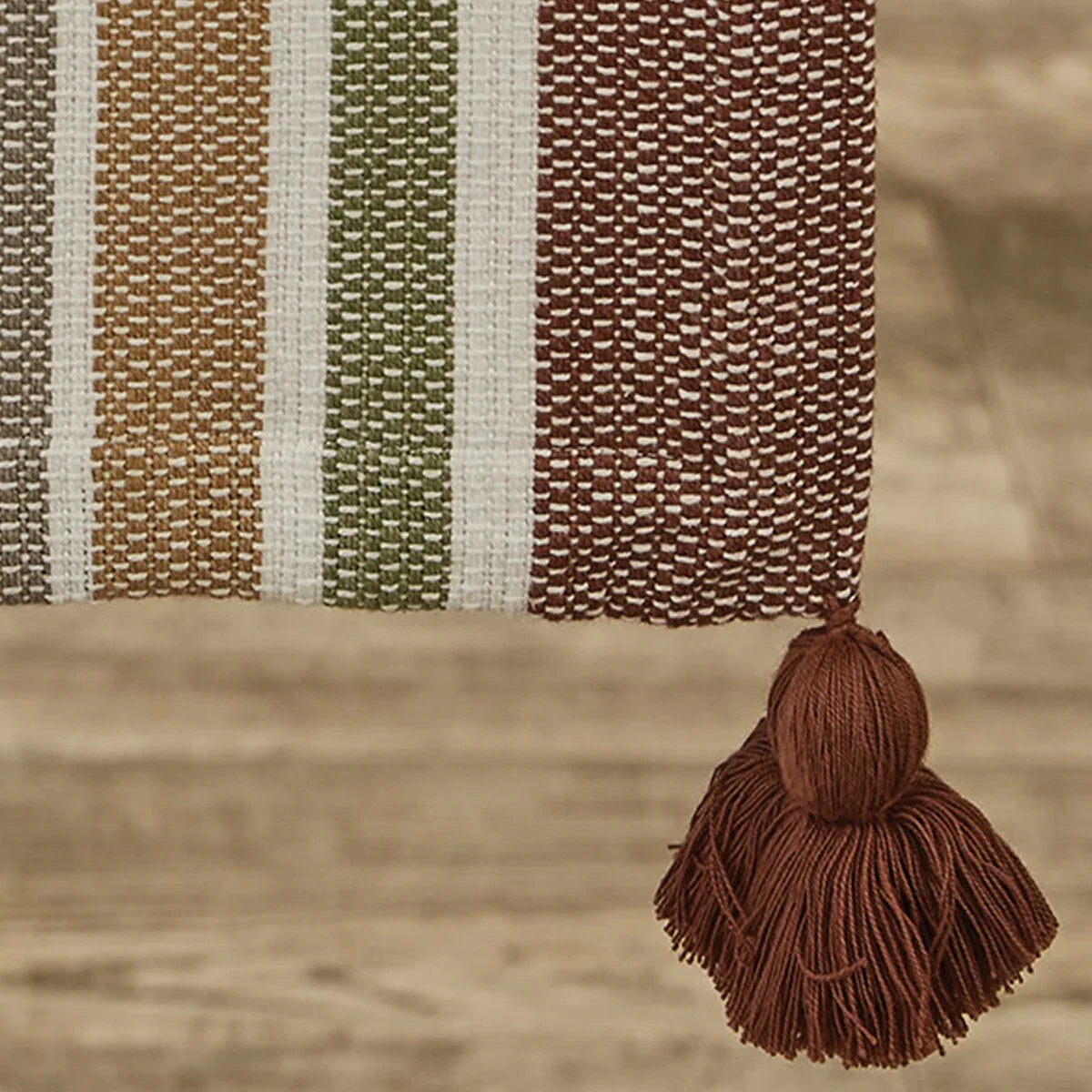 Terra Stripe Table Runner Tassel Detail - Your Western Decor