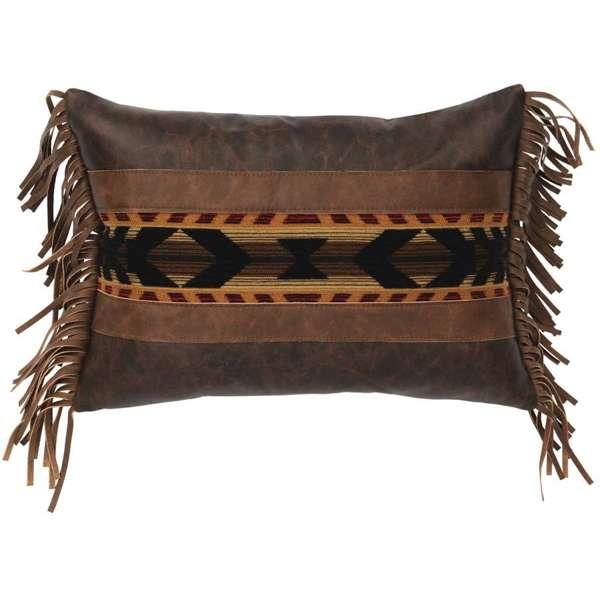 Texas Gallop Leather Fringe Accent Pillow made in the USA - Your Western Decor