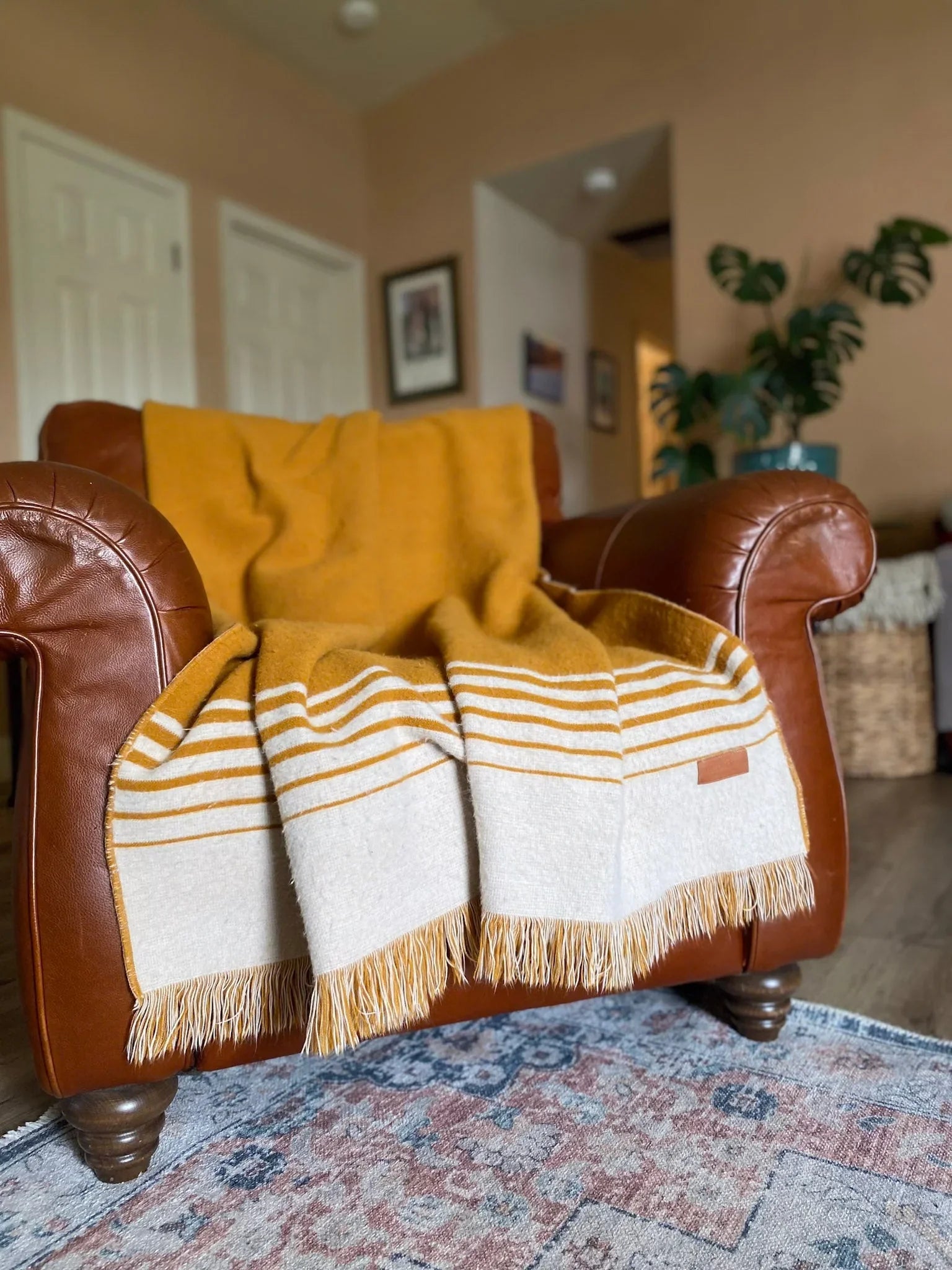 Gold and beige color ultra plush throw blanket - Your Western Decor