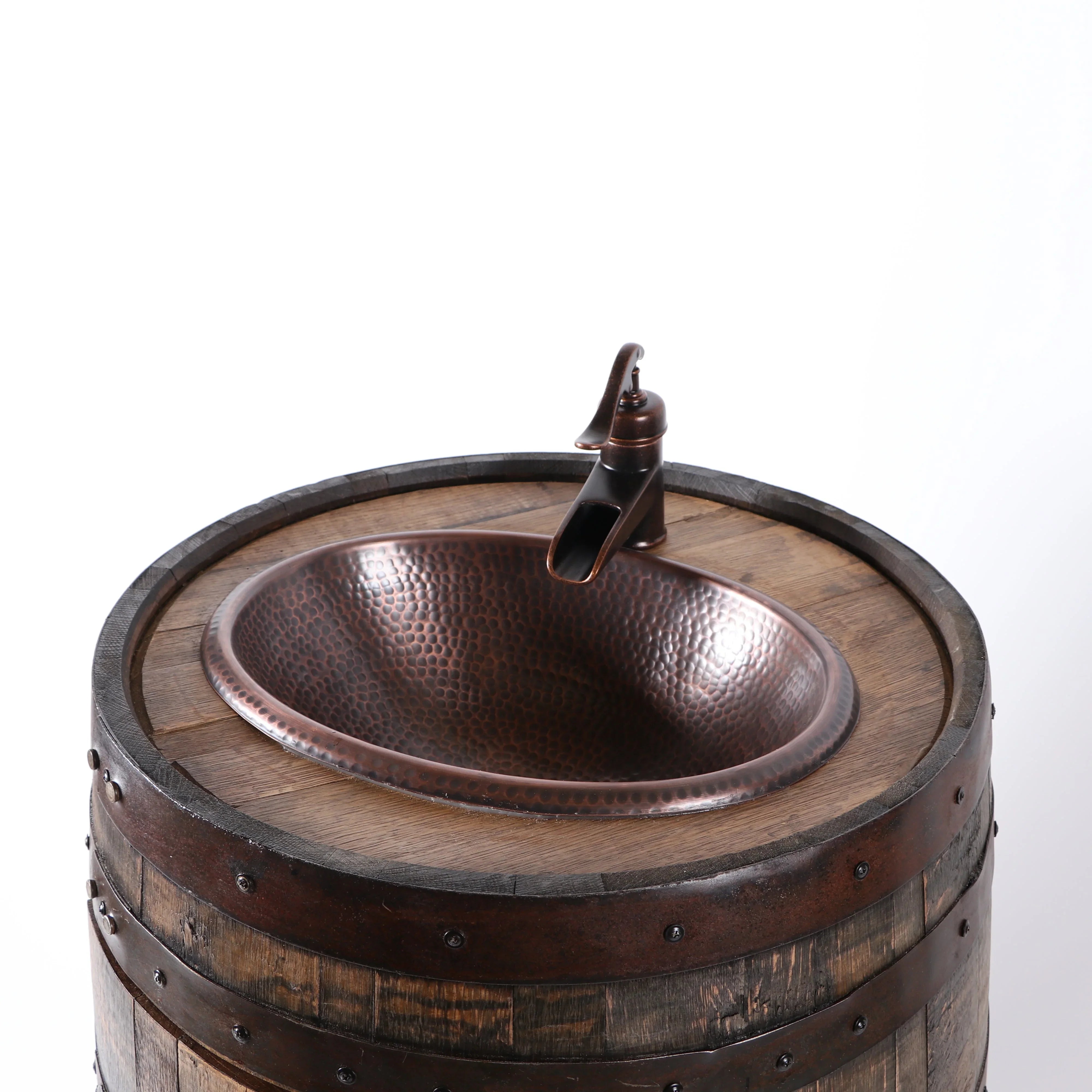 Top view of whiskey barrel vanity - Your Western Decor