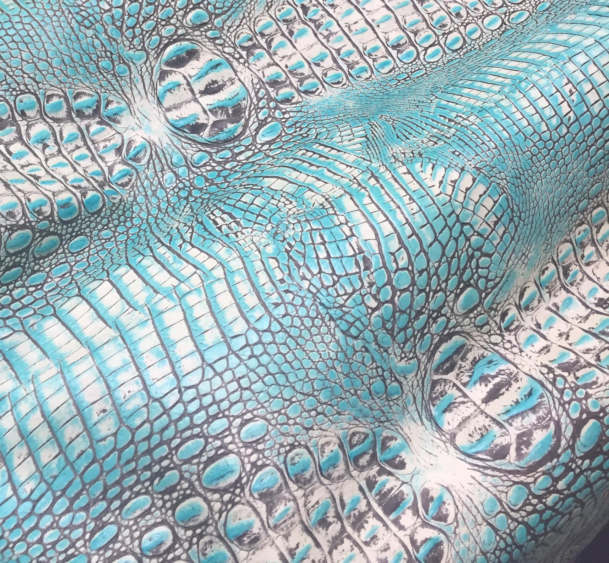 Topaz White Croc Embossed Leather Upholstery Hide - Your Western Decor