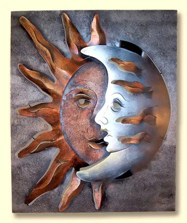 Handmade, hand painted, hand plasma cut Total Eclipse Metal Wall Art