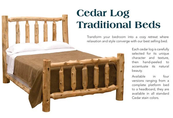 Traditional American Made Cedar Log Bed - Your Western Decor