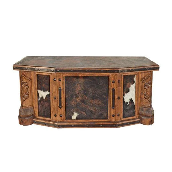 Custom made Carved Marble and Cowhide Desk - Your Western Decor