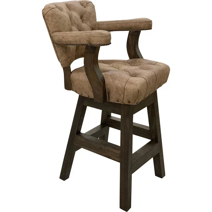 Tufted western leather bar chair - Your Western Decor
