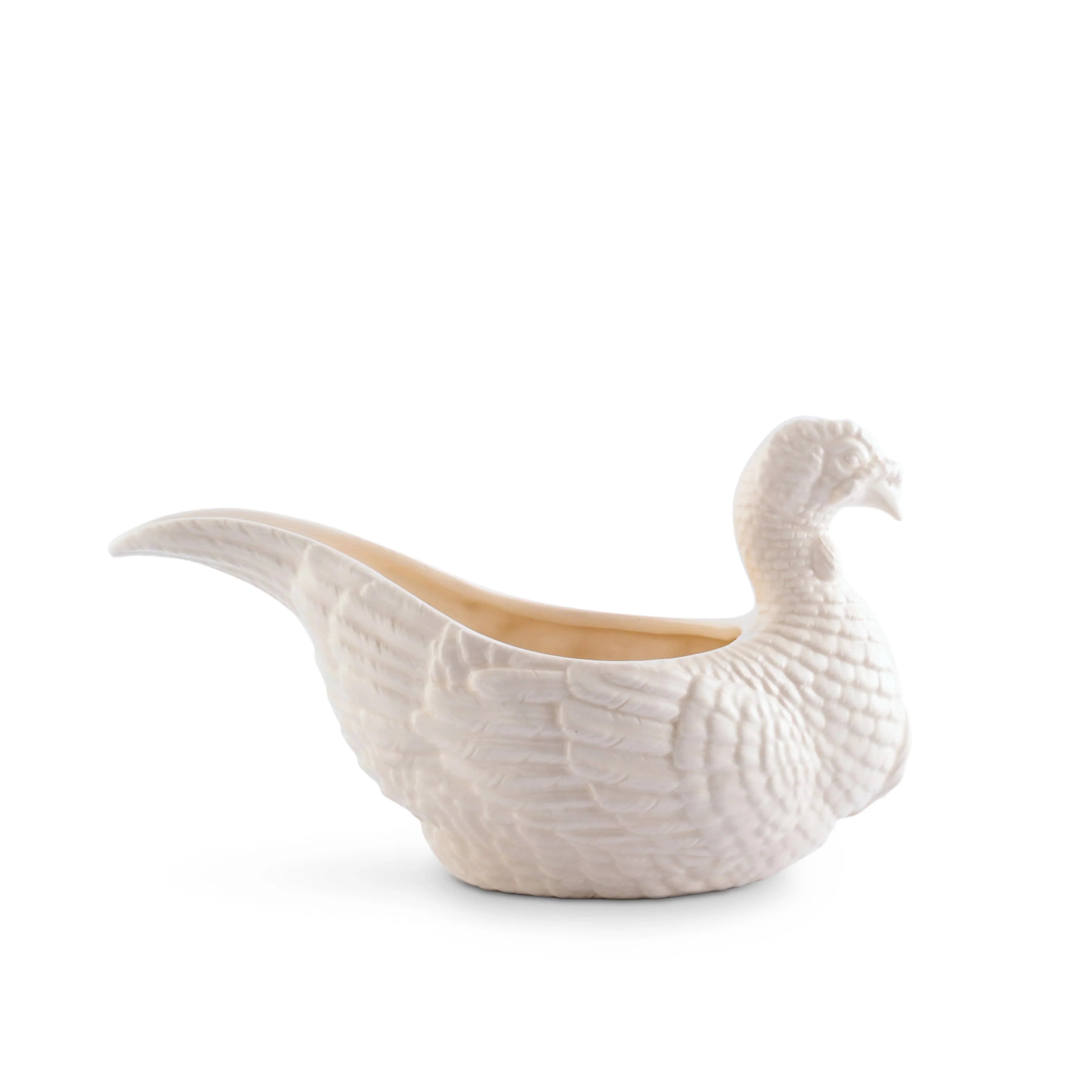 White stoneware turkey shaped gravy boat - Your Western Decor