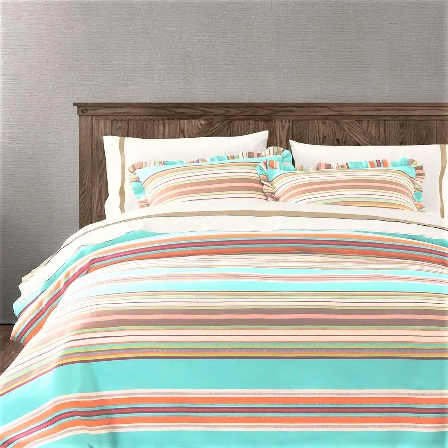 Turquoise stripe southwestern serape comforter set - Your Western Decor