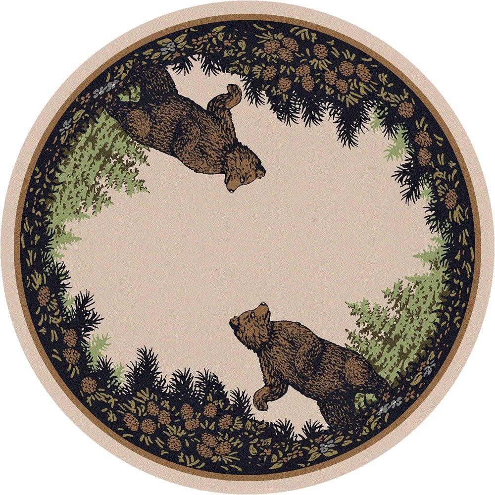 Twin Bears Lodge 8' Round Area Rug - Made in the USA - Your Western Decor, LLC