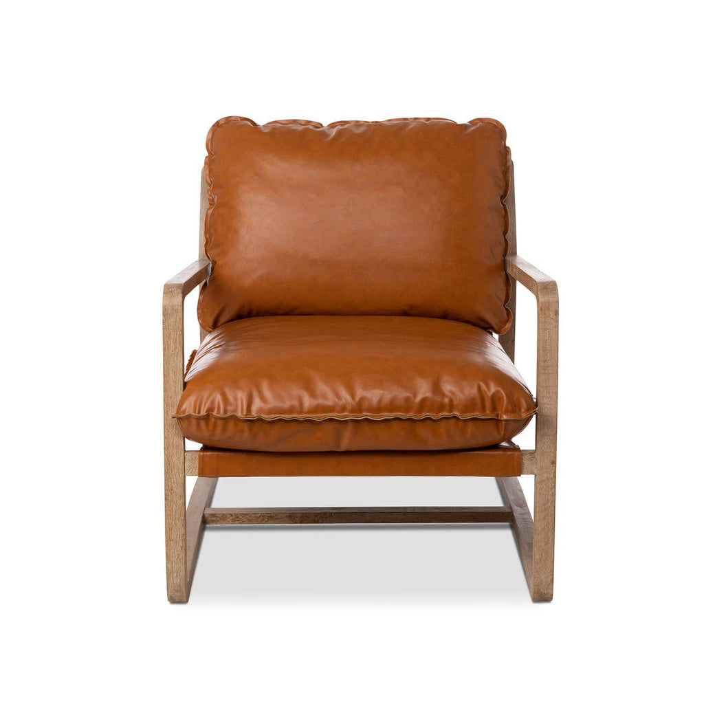 Vegan Leather Hampton Lounge Chair Front View - Your Western Decor