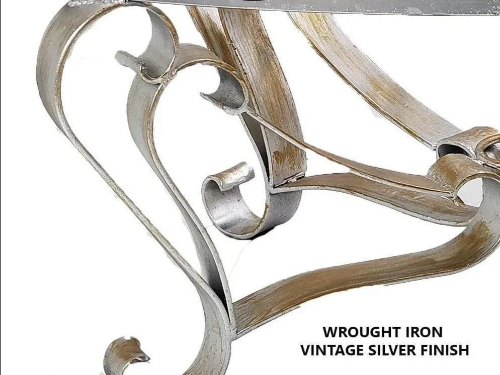 Vintage silver wrought iron table base - Your Western Decor