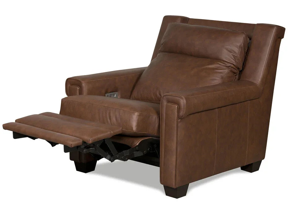 Luxury zero wall power leather recliner in top grain rich brown leather handcrafted in the USA - Your Western Decor