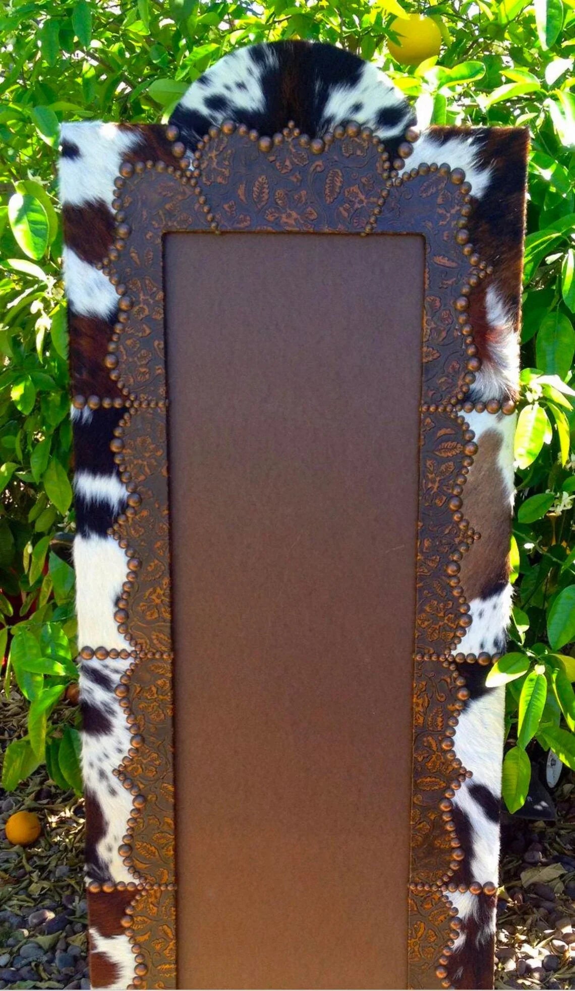American made, handmade Leather & Cowhide Full Length Western Mirror Frame - Your Western Decor