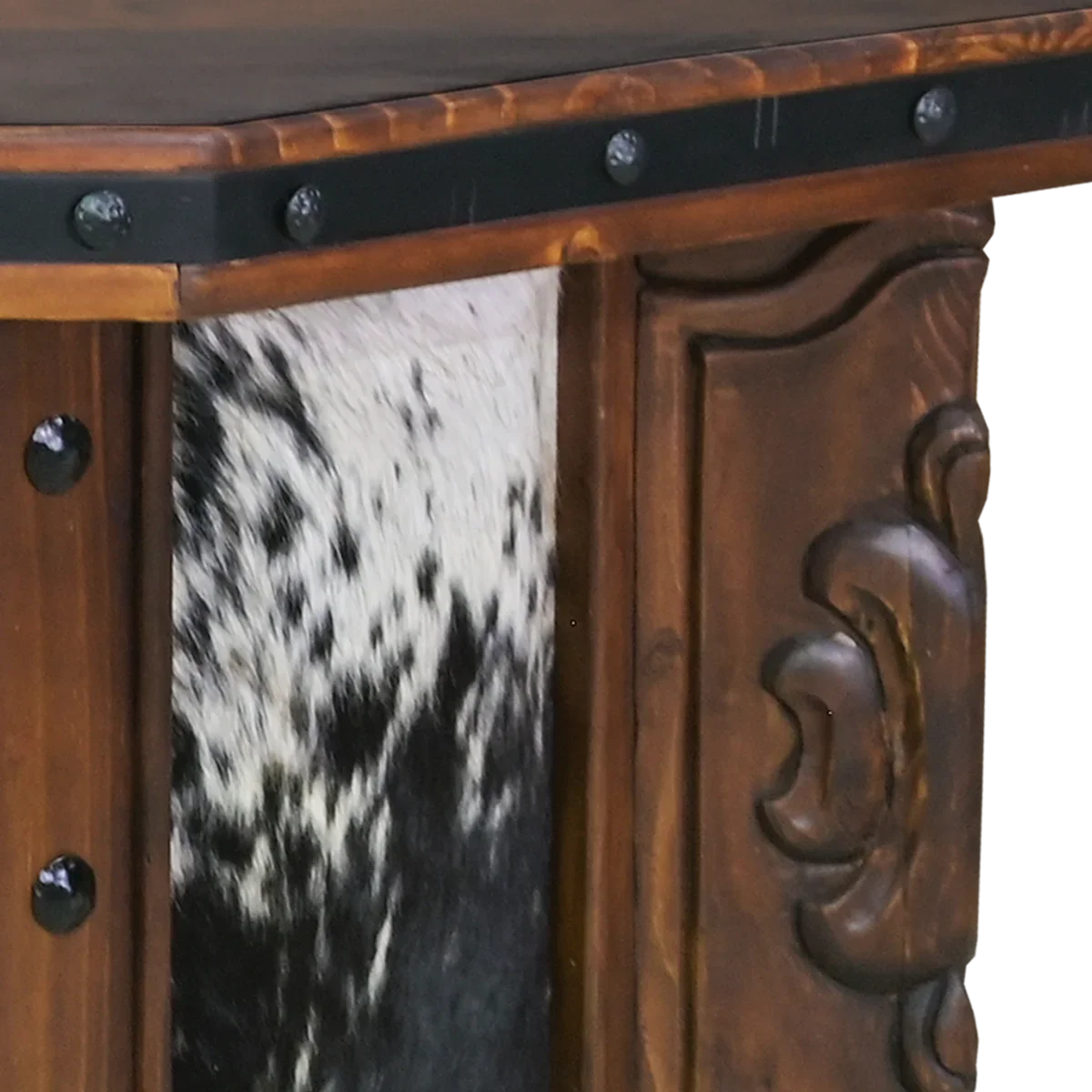 Longhorn copper panel and cowhide western desk - Your Western Decor