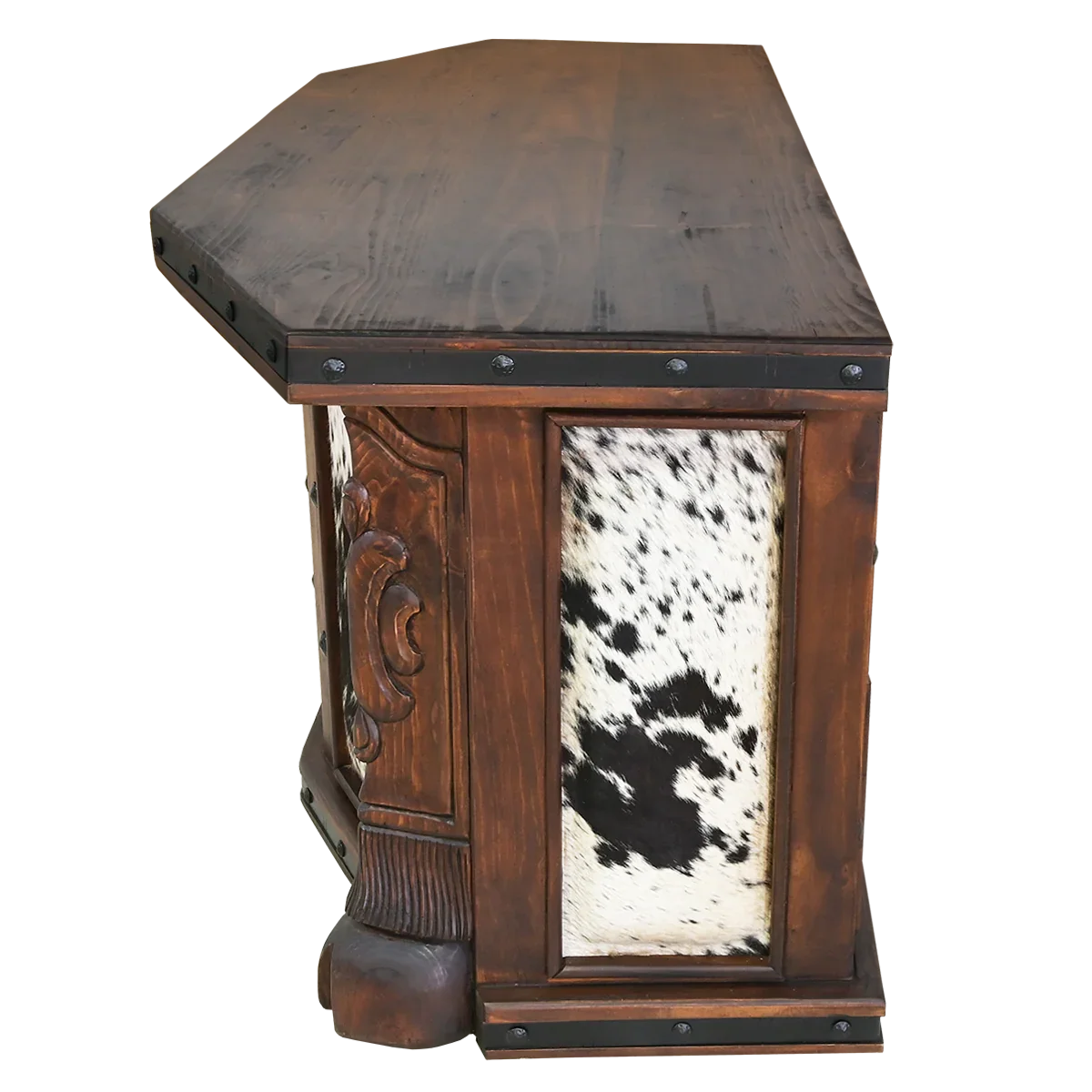 Longhorn copper panel and cowhide western desk - Your Western Decor