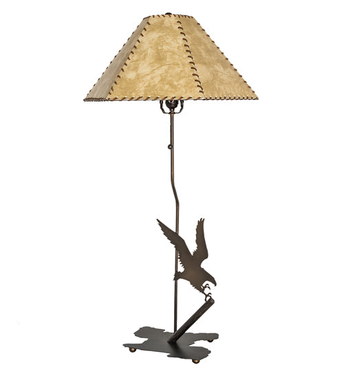 rustic eagle lamp western table lamp with faux rawhide shade for cabin or lodge decor