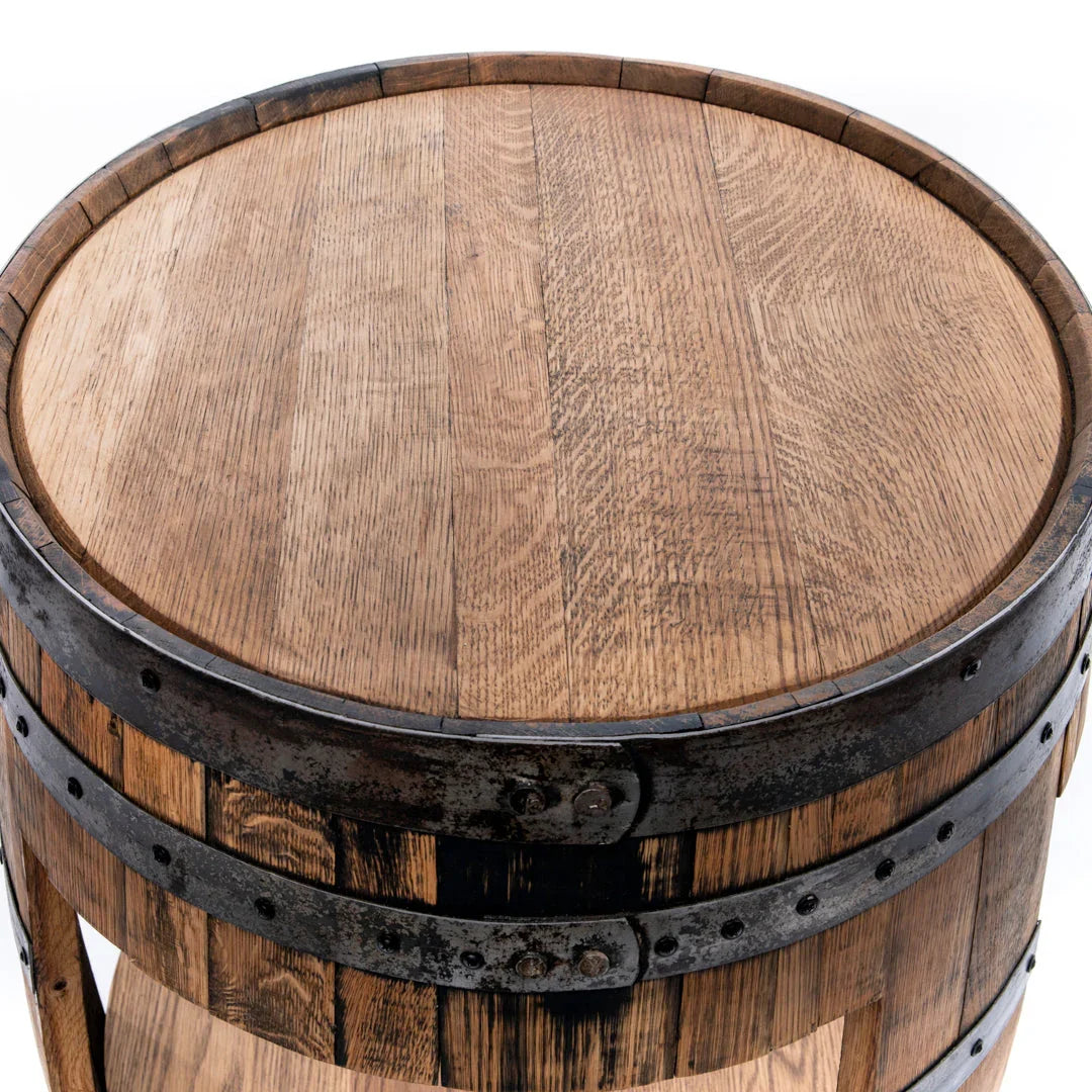 Half Whiskey Barrel Side Table handmade in the USA - Your Western Decor