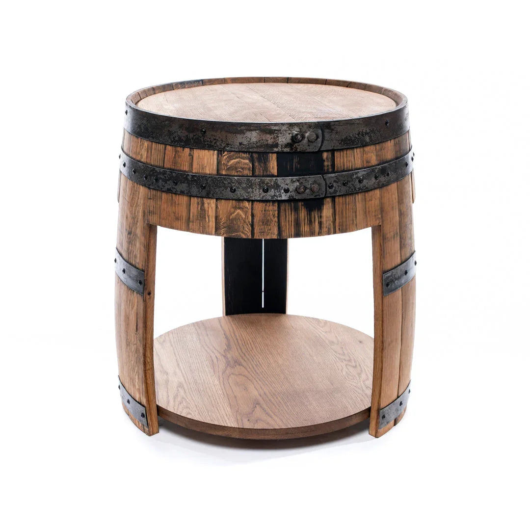 Rustic Half Whiskey Barrel Side Table handmade in the USA - Your Western Decor