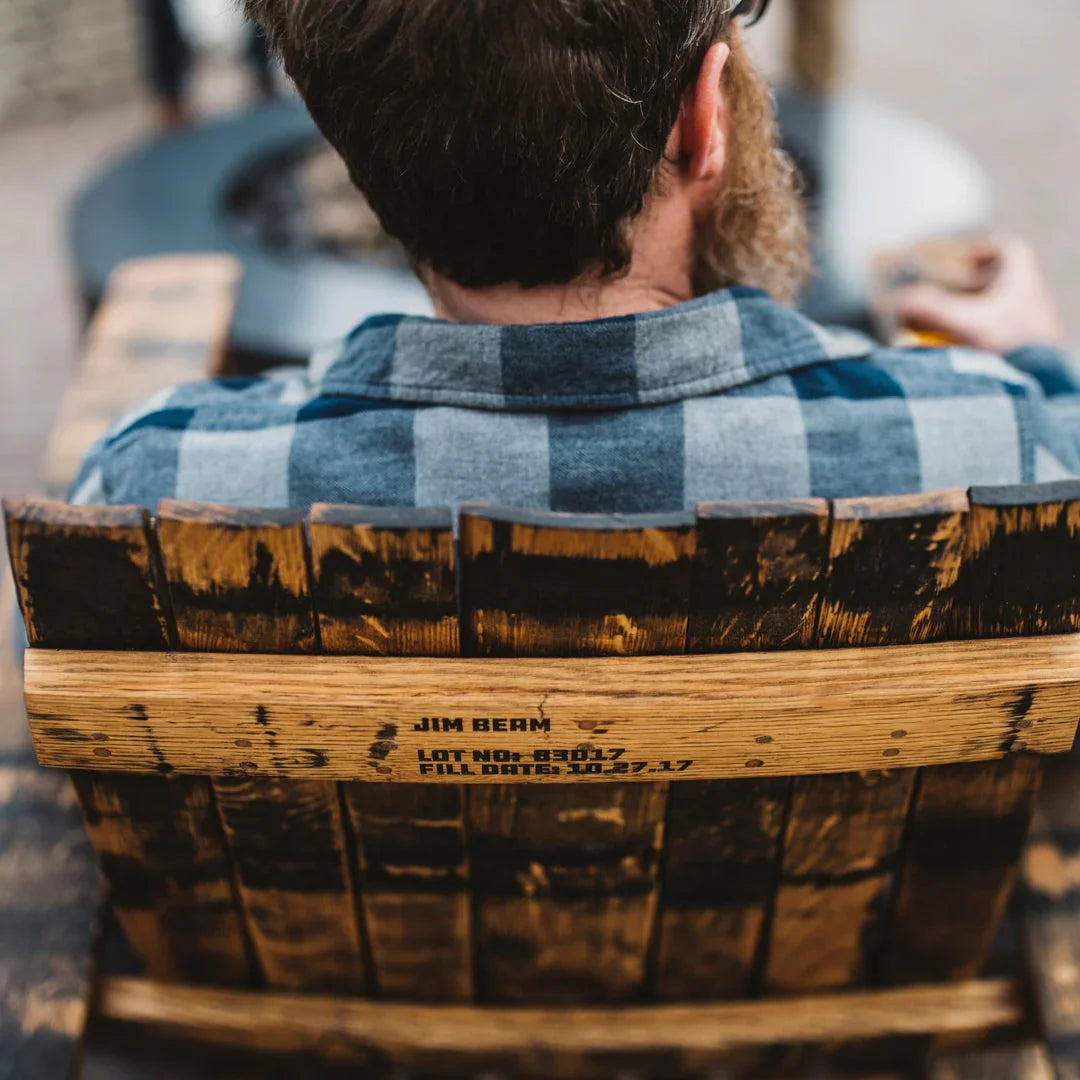 American made Distillin' Chillin' Adirondack Chair back made from Whiskey barrels - Your Western Decor