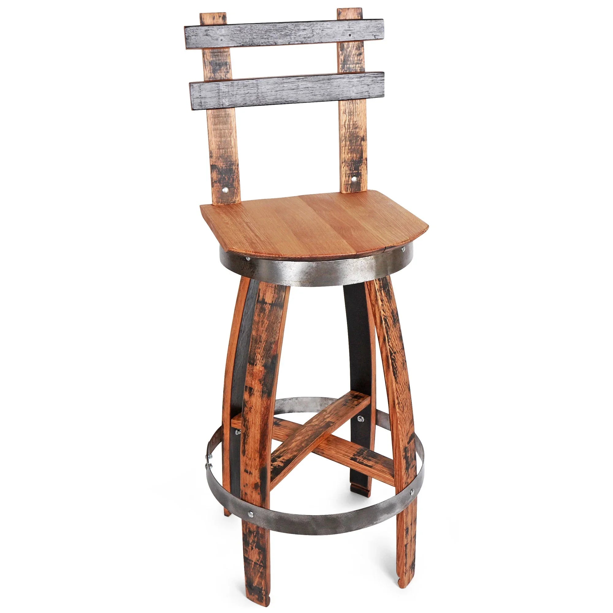 Bar chair handmade of authentic whiskey barrels - Your Western Decor