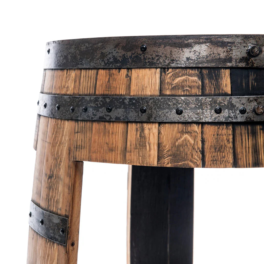 Half Whiskey Barrel Side Table handmade in the USA - Your Western Decor