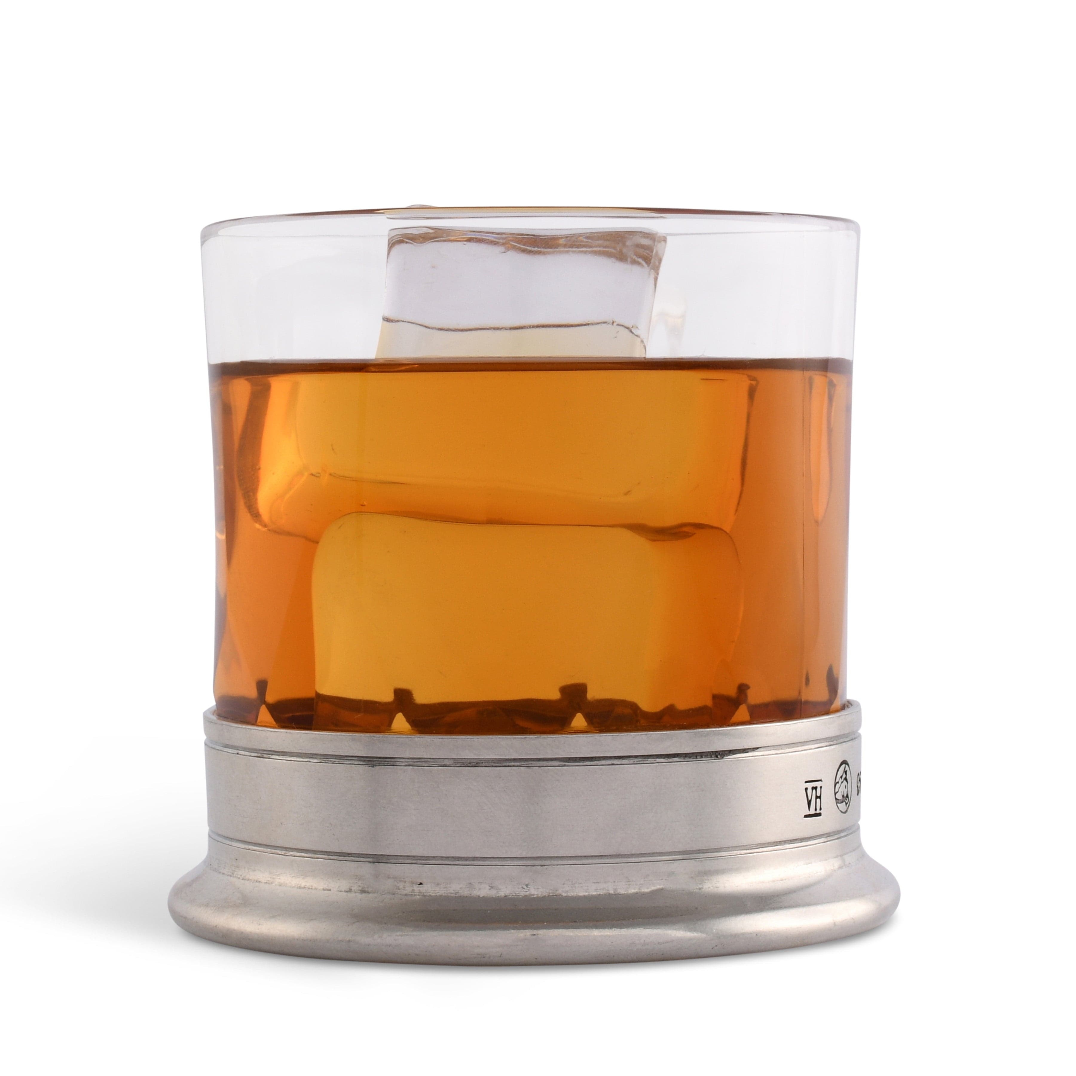 Lowball whiskey glass with pewter bottom - Your Western Decor