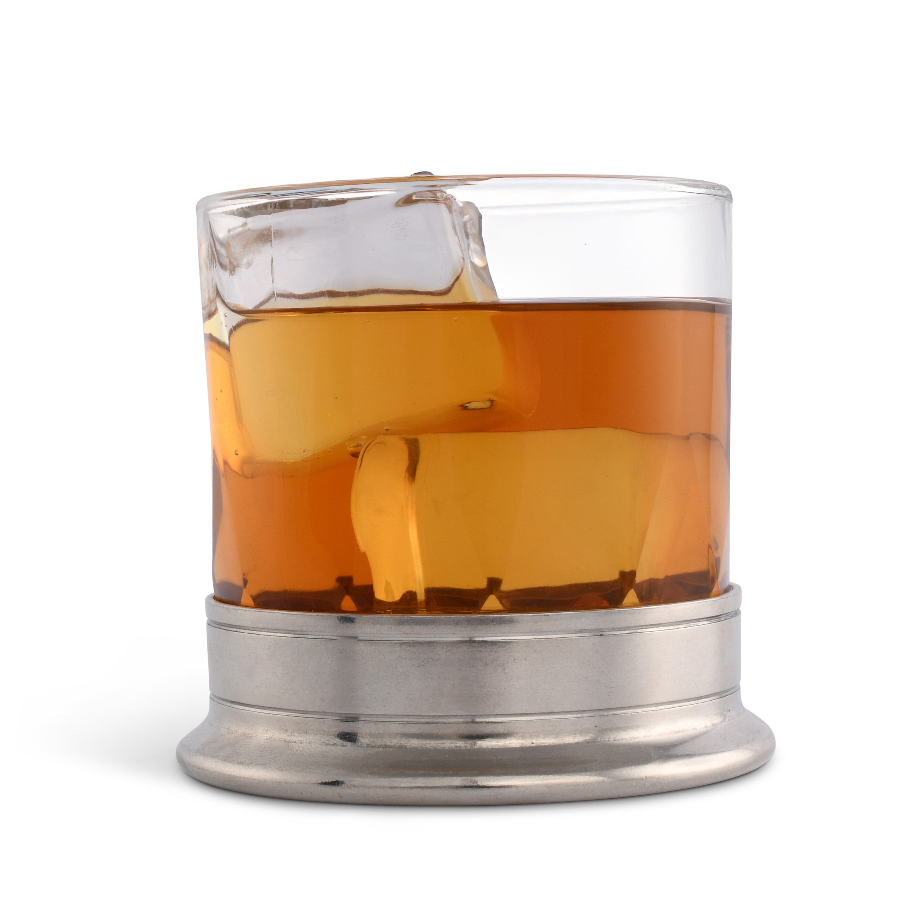 Lowball whiskey glass with pewter bottom - Your Western Decor