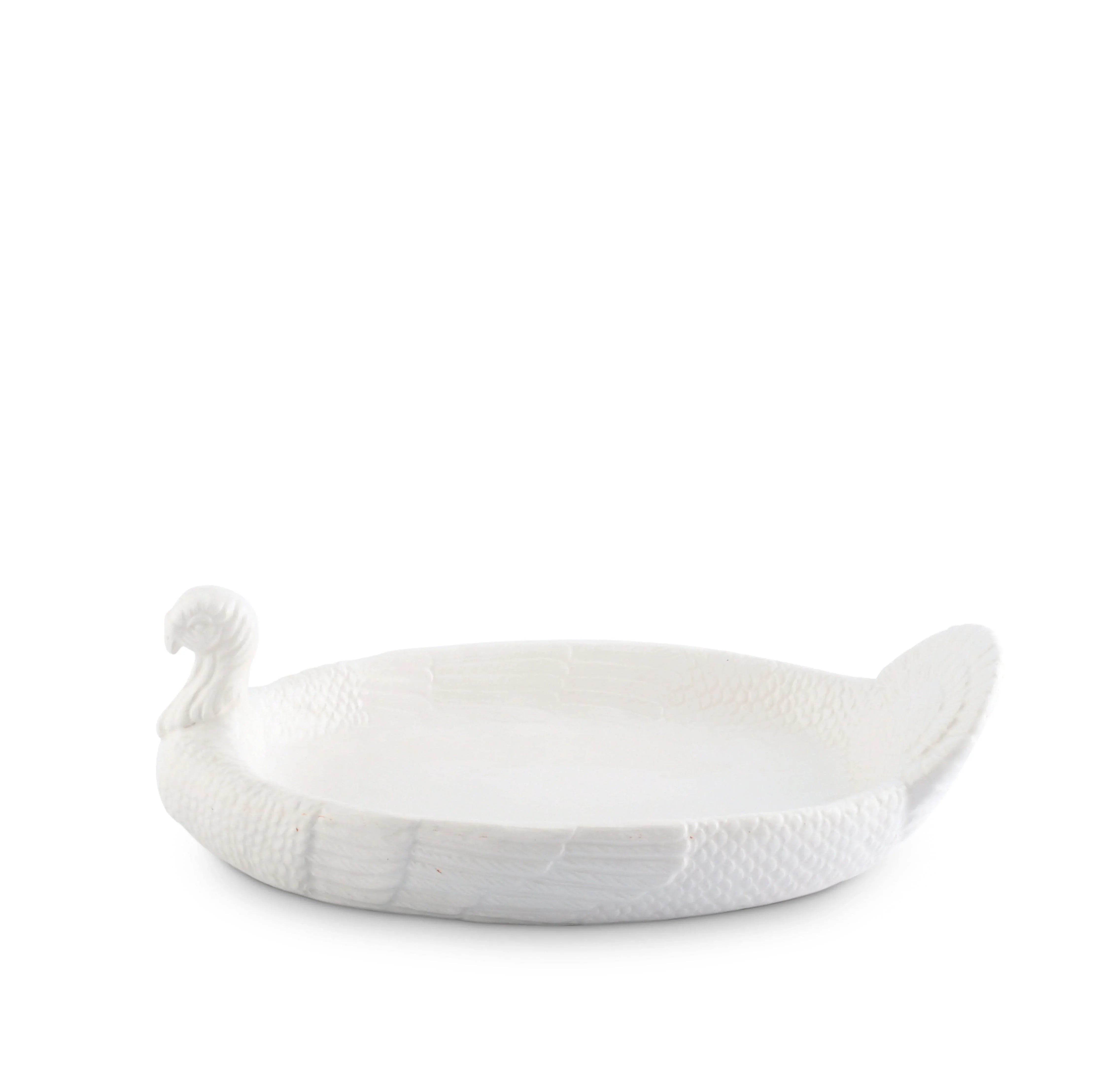 sculpted turkey shaped white serving dish - Your Western Decor