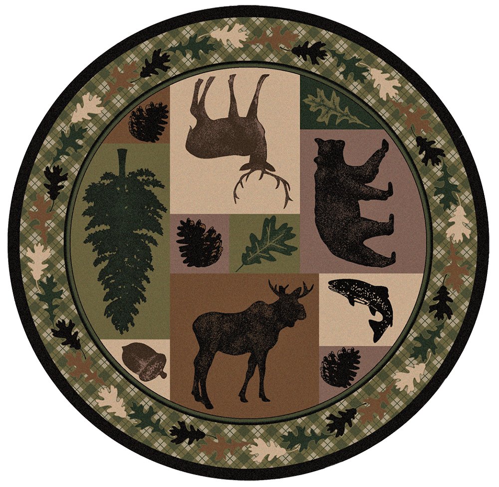 Wildlife Retreat Round Area Rug - Made in the USA - Your Western Decor, LLC