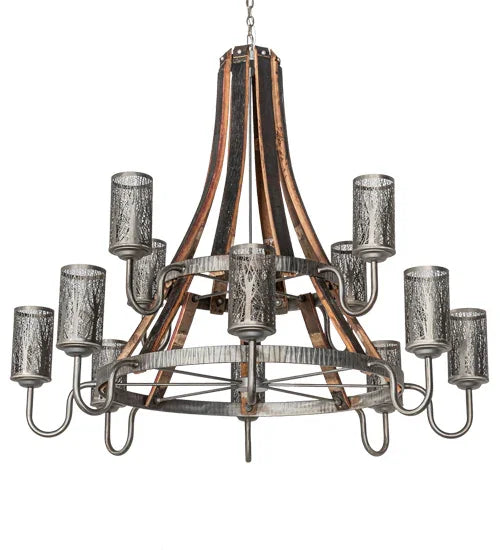 American made, hand crafted 12 light Industrial Steel Barrel Stave Chandelier - Your Western Decor