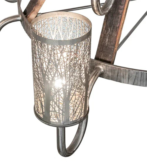 American made, hand crafted 12 light Industrial Steel Barrel Stave Chandelier - Your Western Decor