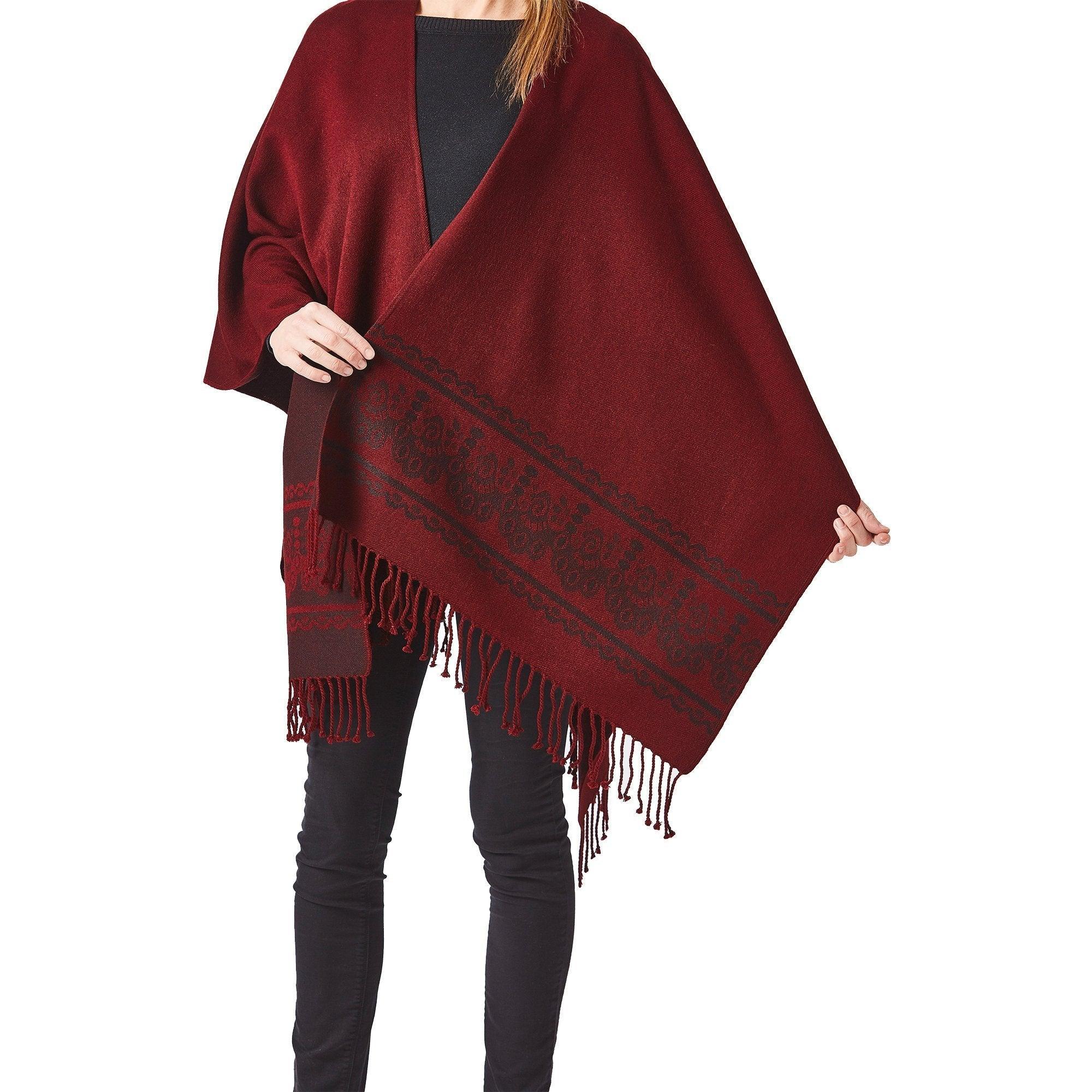 Women's Burgundy Shawl - Ecuadane