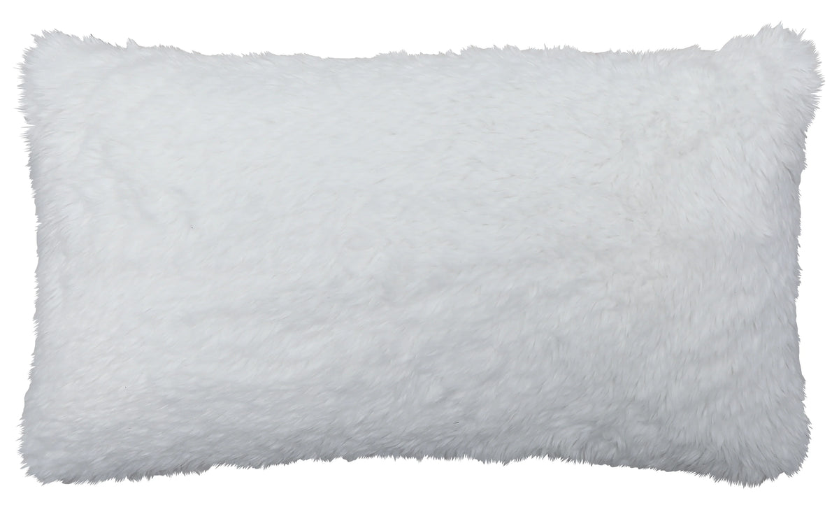 White faux fur rectangle accent pillow
