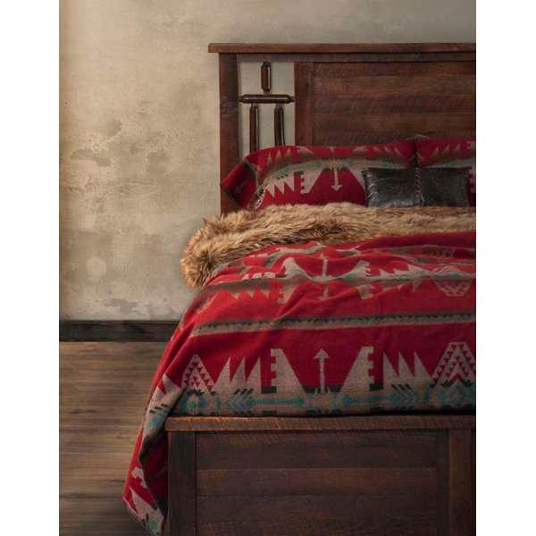 Yellowstone Fabric Bedding on Windowpane Wood Bed all made in the USA - Your Western Decor