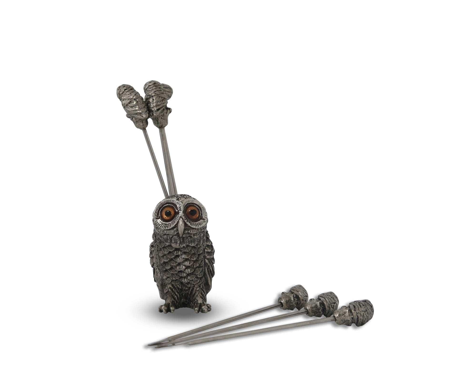 Harvest Owl Pewter Cheese Pick Set - Your Western Decor