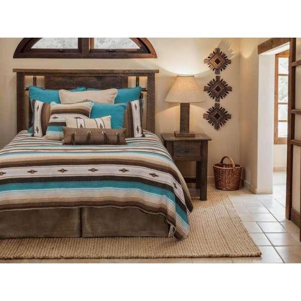 Southwestern Zerape bedding in browns, creams, and turquoise, made in the USA - Your Western Decor