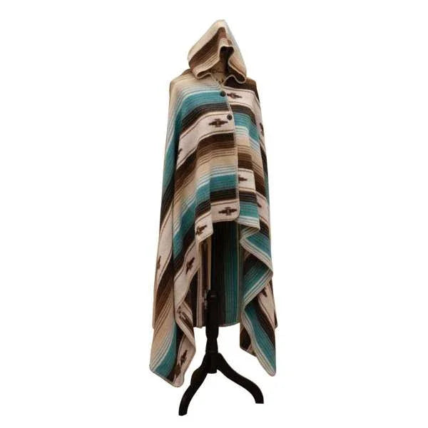 American made Zarape stripe wool-blend hooded throw - Your Western Decor