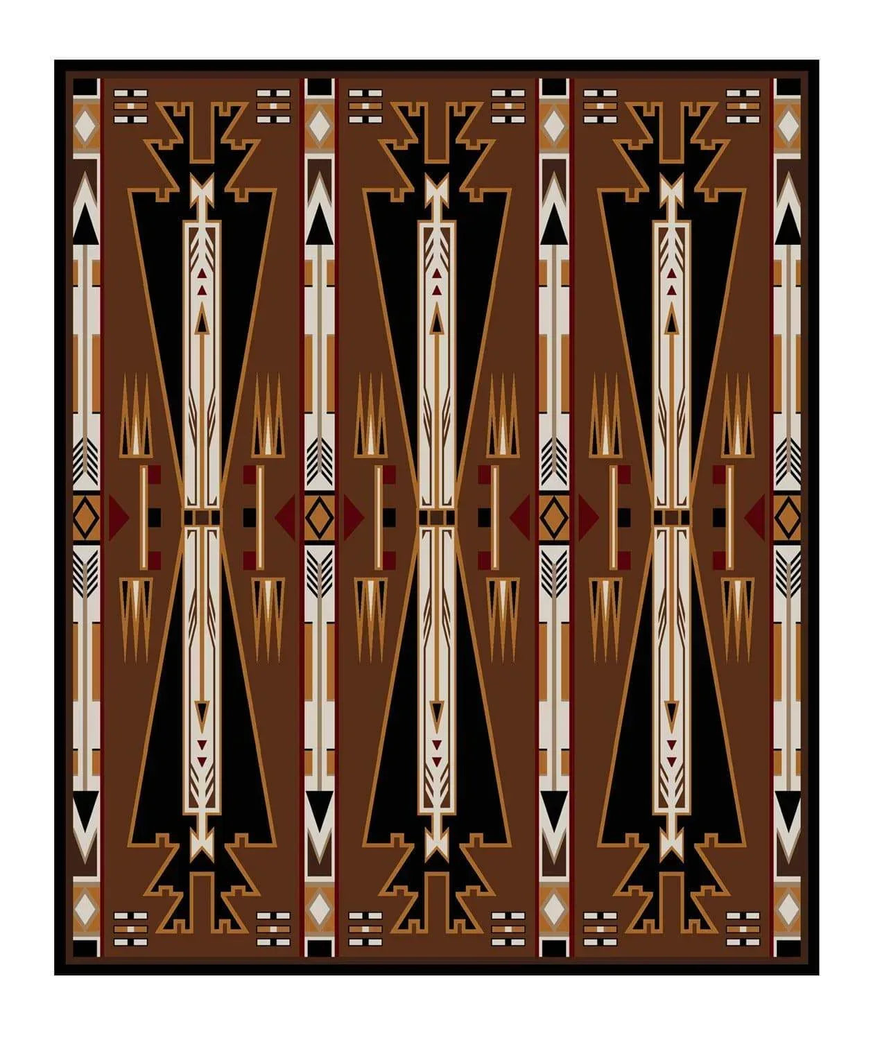 Brown, black, beige, red and white XL area rug - Made in the USA - Your Western Decor