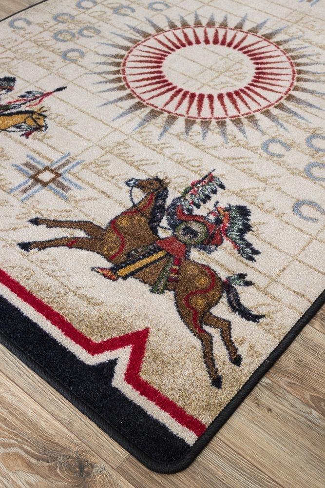 Native battle area rug detail. Made in the USA. Your Western Decor