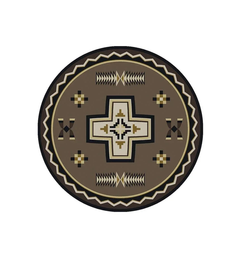 Saint Cross Taupe Round Area Rug - American Made - Your Western Decor
