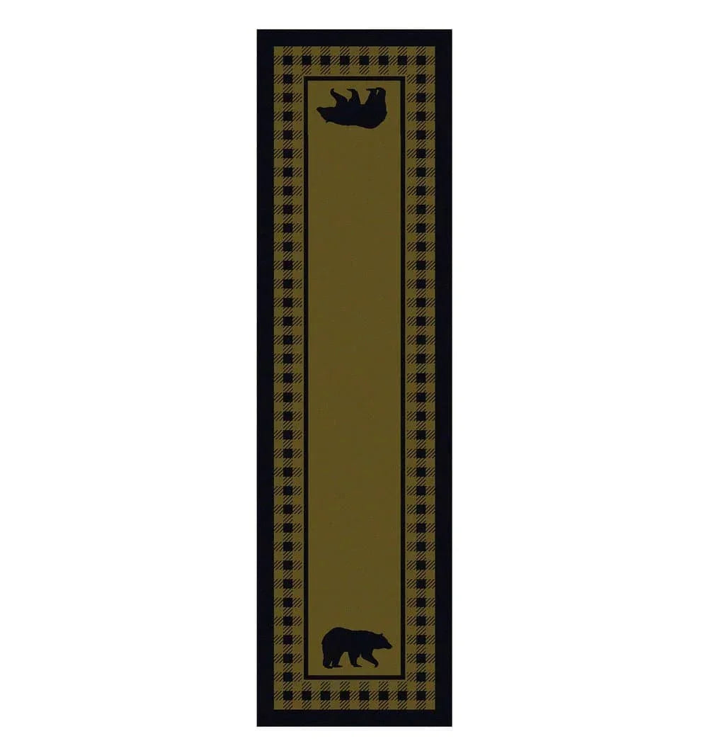 Bear Refuge Rugs Green Floor Runner - Made in the USA - Your Western Decor