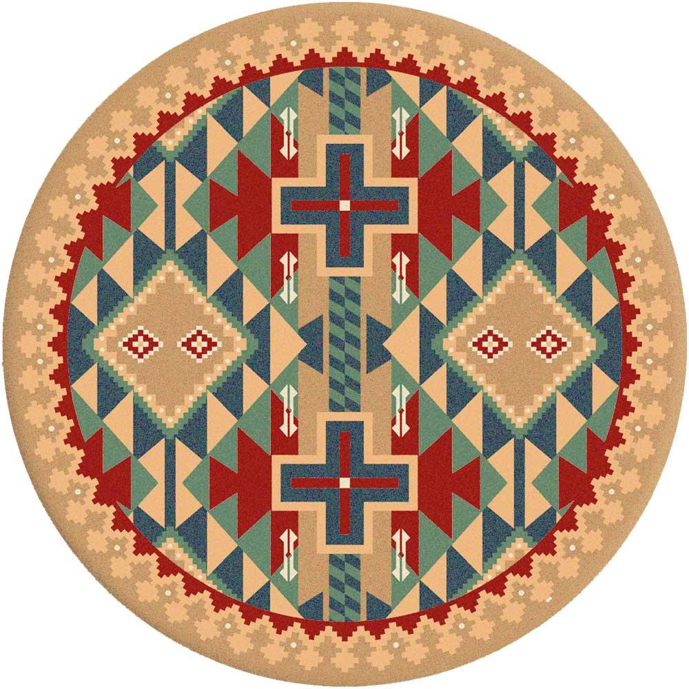 Dry Valley Kilim Round Area Rugs. Southwestern style area and accent rugs. Made in the USA. Your Western Decor, LLC