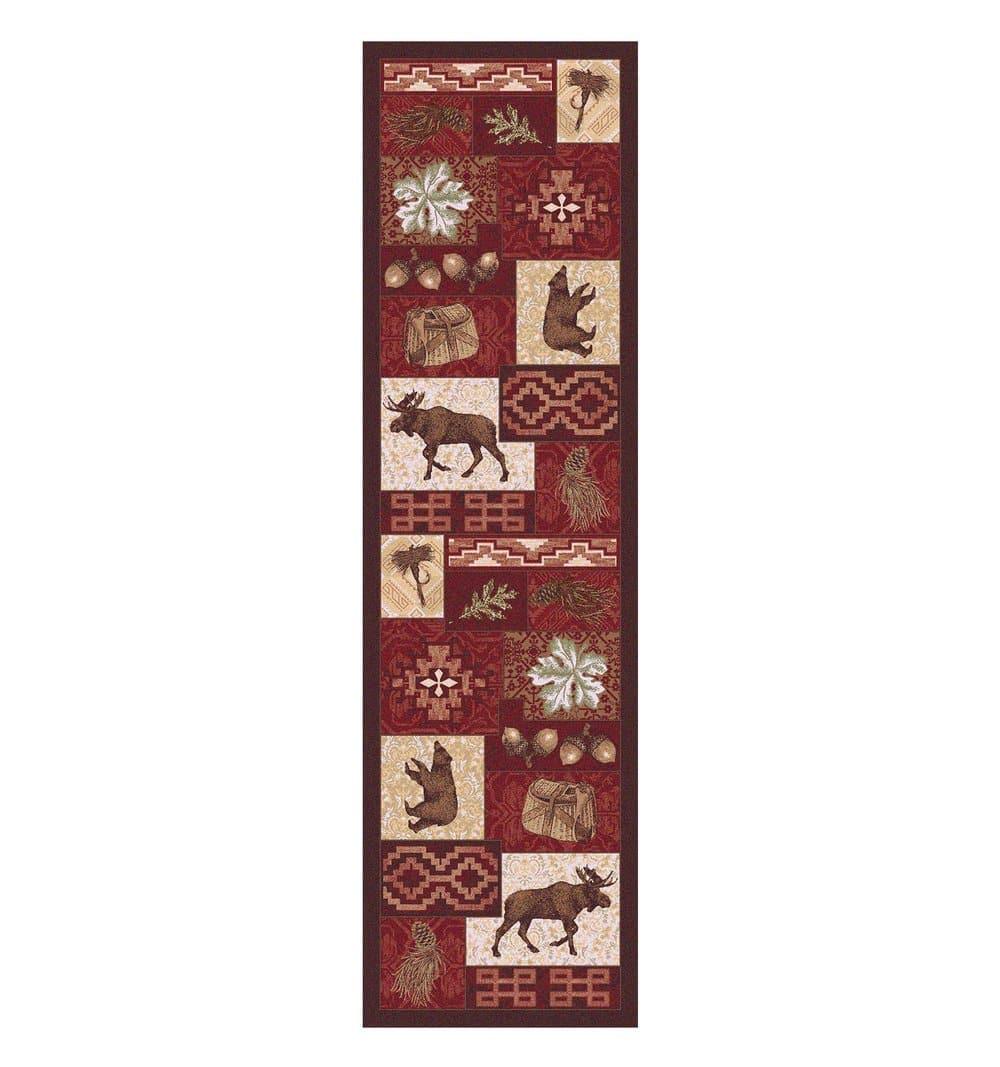 bear moose and nature floor runner with Southwestern designs made in the USA - Your Western Decor