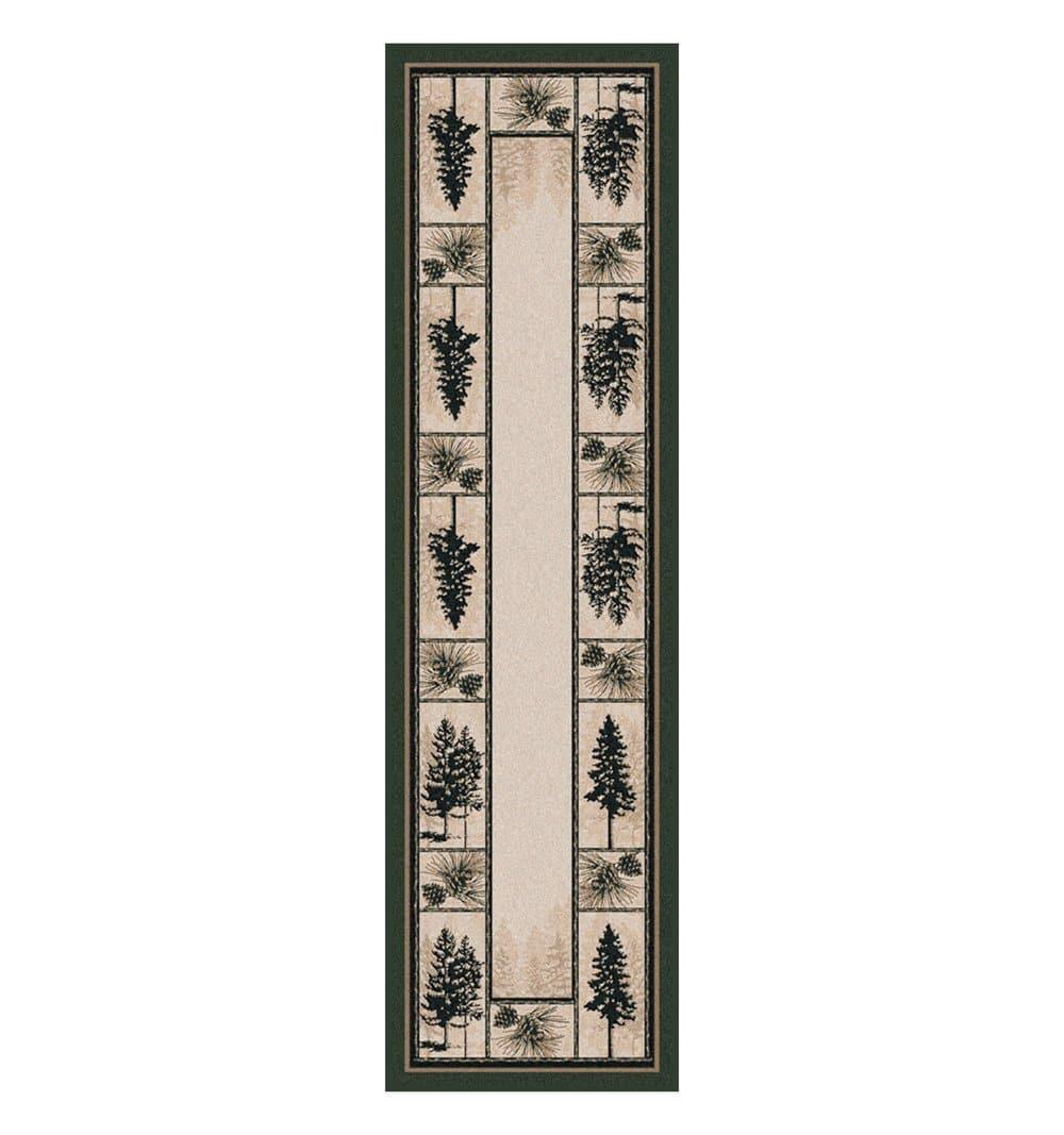 Forest pines green and beige floor runner. Made in the USA. Your Western Decor